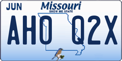 MO license plate AH0Q2X