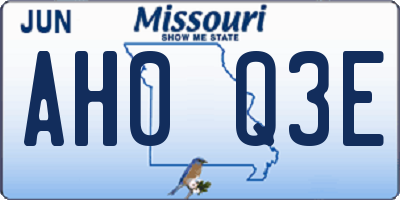 MO license plate AH0Q3E