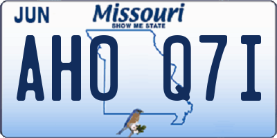 MO license plate AH0Q7I
