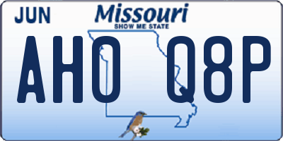 MO license plate AH0Q8P
