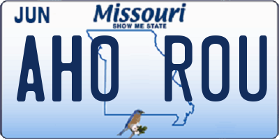 MO license plate AH0R0U