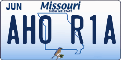 MO license plate AH0R1A
