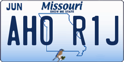 MO license plate AH0R1J