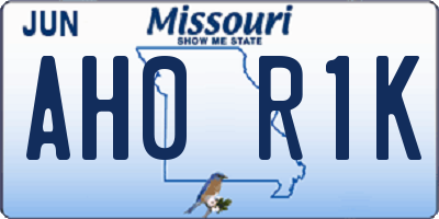 MO license plate AH0R1K