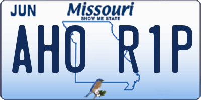 MO license plate AH0R1P