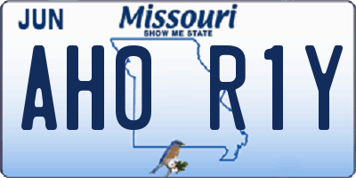 MO license plate AH0R1Y