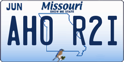 MO license plate AH0R2I