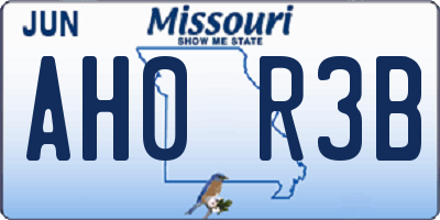 MO license plate AH0R3B