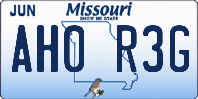 MO license plate AH0R3G