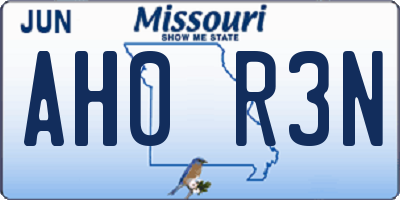 MO license plate AH0R3N