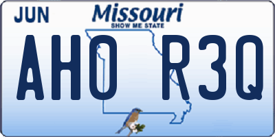 MO license plate AH0R3Q