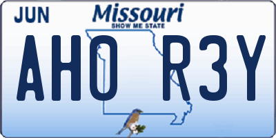 MO license plate AH0R3Y