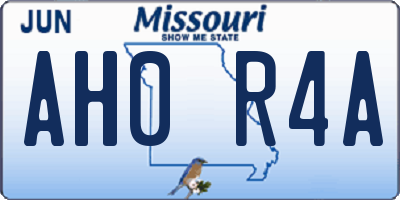 MO license plate AH0R4A