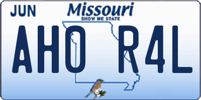 MO license plate AH0R4L