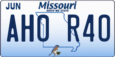 MO license plate AH0R4O