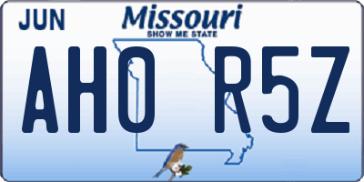 MO license plate AH0R5Z