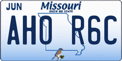 MO license plate AH0R6C