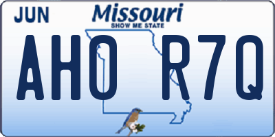 MO license plate AH0R7Q