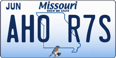 MO license plate AH0R7S