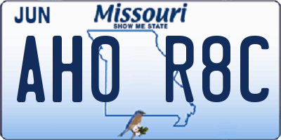 MO license plate AH0R8C