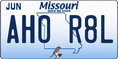 MO license plate AH0R8L