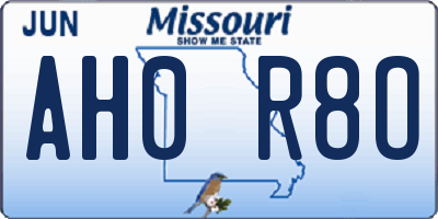 MO license plate AH0R8O
