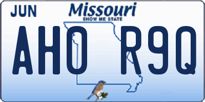 MO license plate AH0R9Q