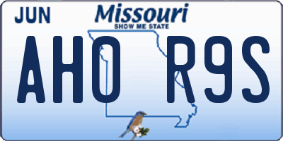 MO license plate AH0R9S