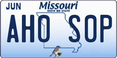 MO license plate AH0S0P
