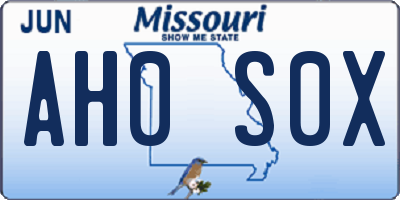 MO license plate AH0S0X