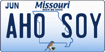 MO license plate AH0S0Y