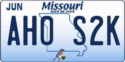 MO license plate AH0S2K