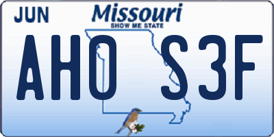 MO license plate AH0S3F