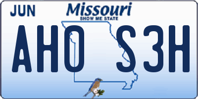 MO license plate AH0S3H