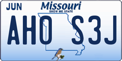 MO license plate AH0S3J