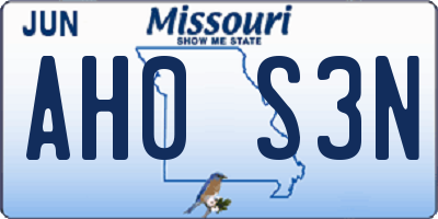 MO license plate AH0S3N