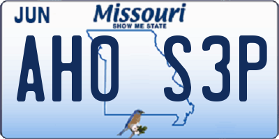 MO license plate AH0S3P