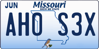 MO license plate AH0S3X