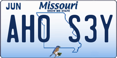 MO license plate AH0S3Y