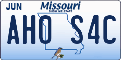 MO license plate AH0S4C