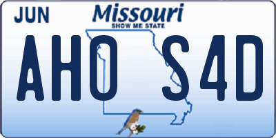 MO license plate AH0S4D