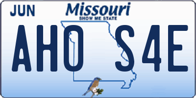MO license plate AH0S4E