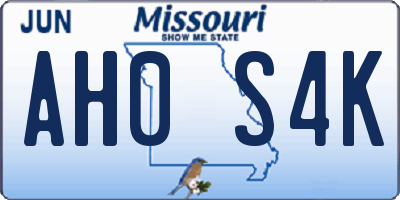 MO license plate AH0S4K