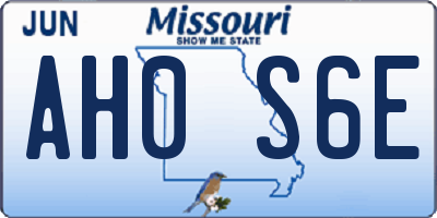 MO license plate AH0S6E