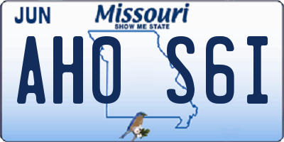 MO license plate AH0S6I