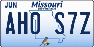 MO license plate AH0S7Z