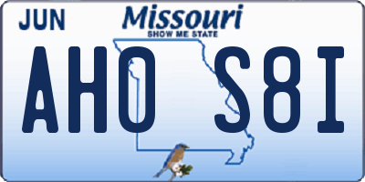 MO license plate AH0S8I