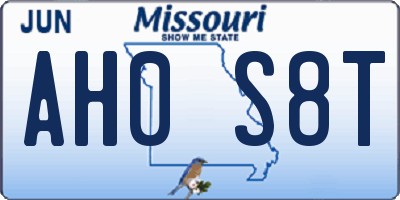 MO license plate AH0S8T