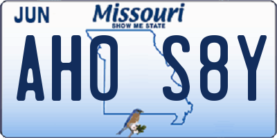 MO license plate AH0S8Y