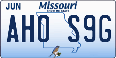 MO license plate AH0S9G